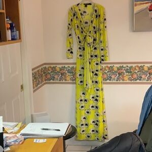 Ducci Floral Maxi Dress w/Knot Detail, Size S, Yellow/Black/White, NWOT
